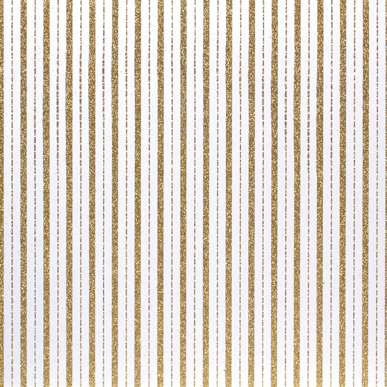 American Crafts Patterned Glitter Cardstock 12"X12"-Stripe 2/Gold